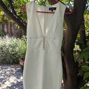 White Deep V Cocktail Dress